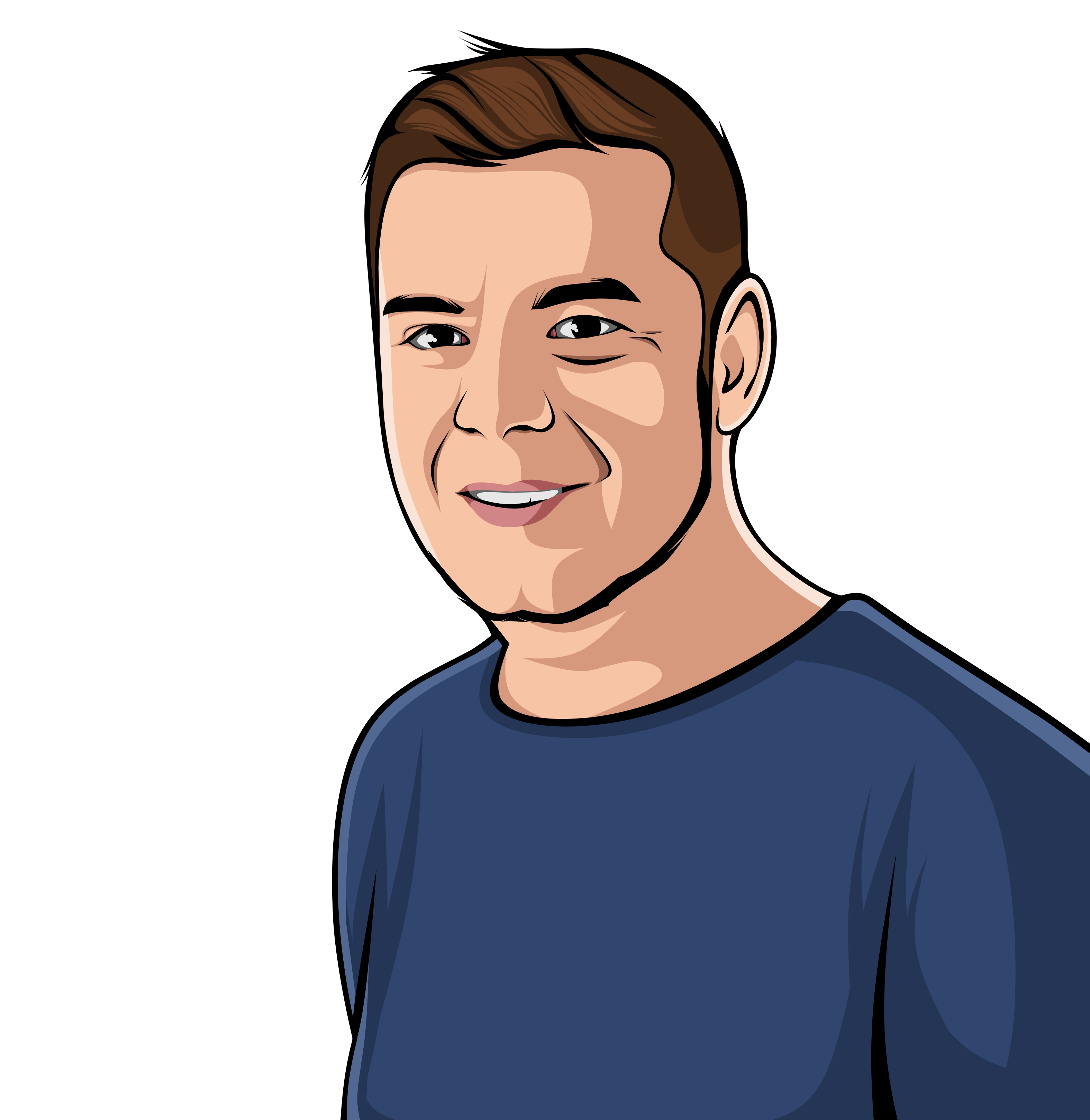 Illustration von Mario Iglesias, dem Gründer von Mental-High, in einem blauen T-Shirt.