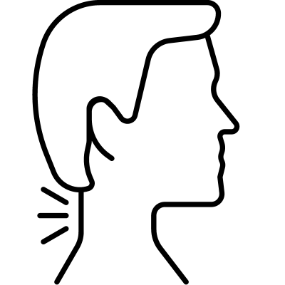 Minimalistisches Icon eines Kopfprofils mit Betonung auf den Nackenbereich – Ideal für Gesundheits- und Wellness-Themen