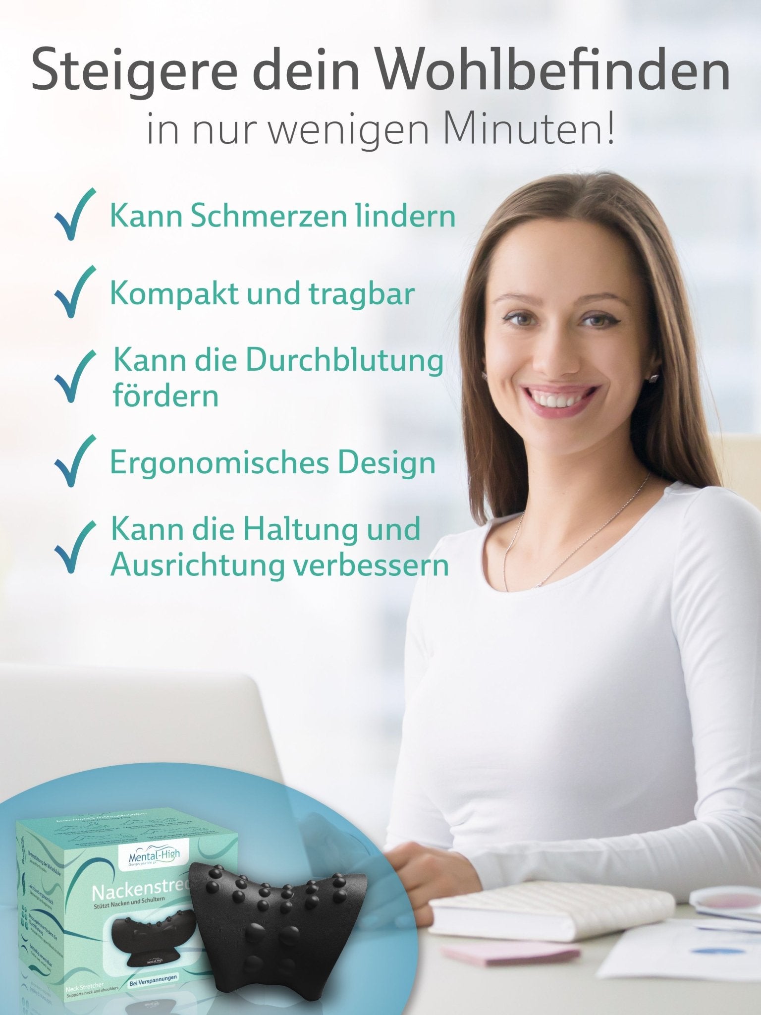 Orthopädischer Nackenstrecker – ergonomische Nackenhilfe | Mental-High